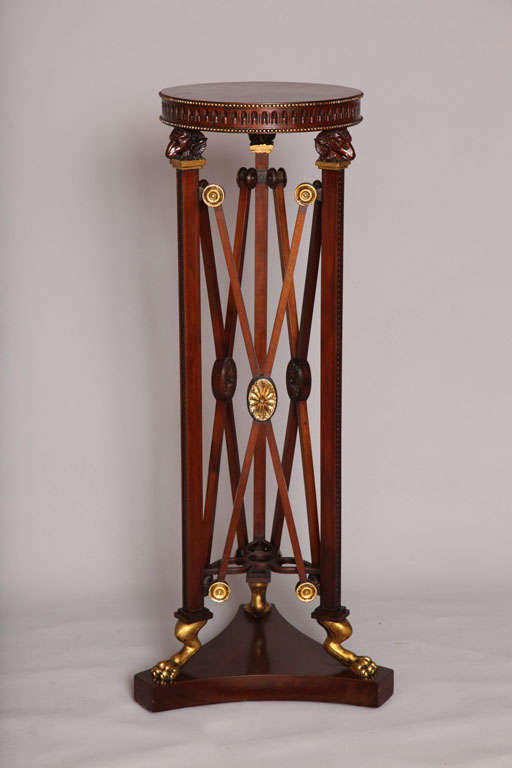 Pair of Regency Carved Wood Pedestals with Bronze Feet