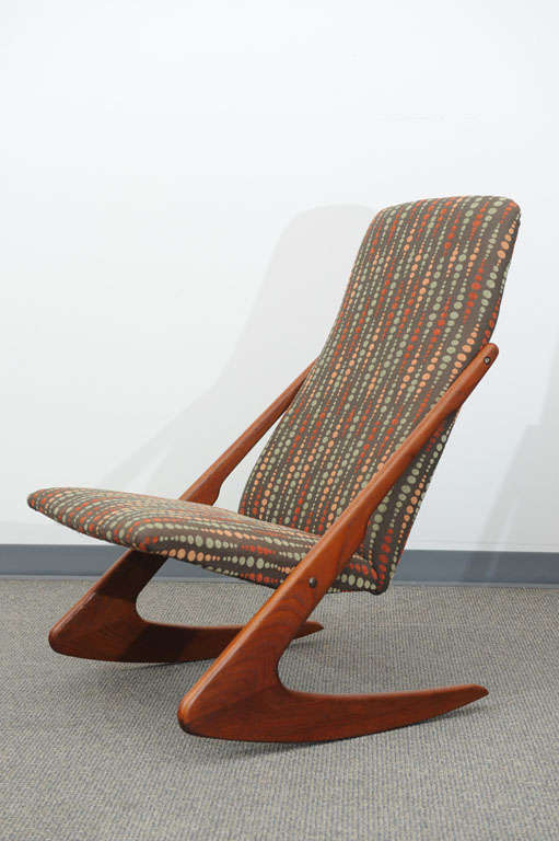 Fantastic Adrian Pearsall Rocker with high back comfort supported by two boomerang legs.