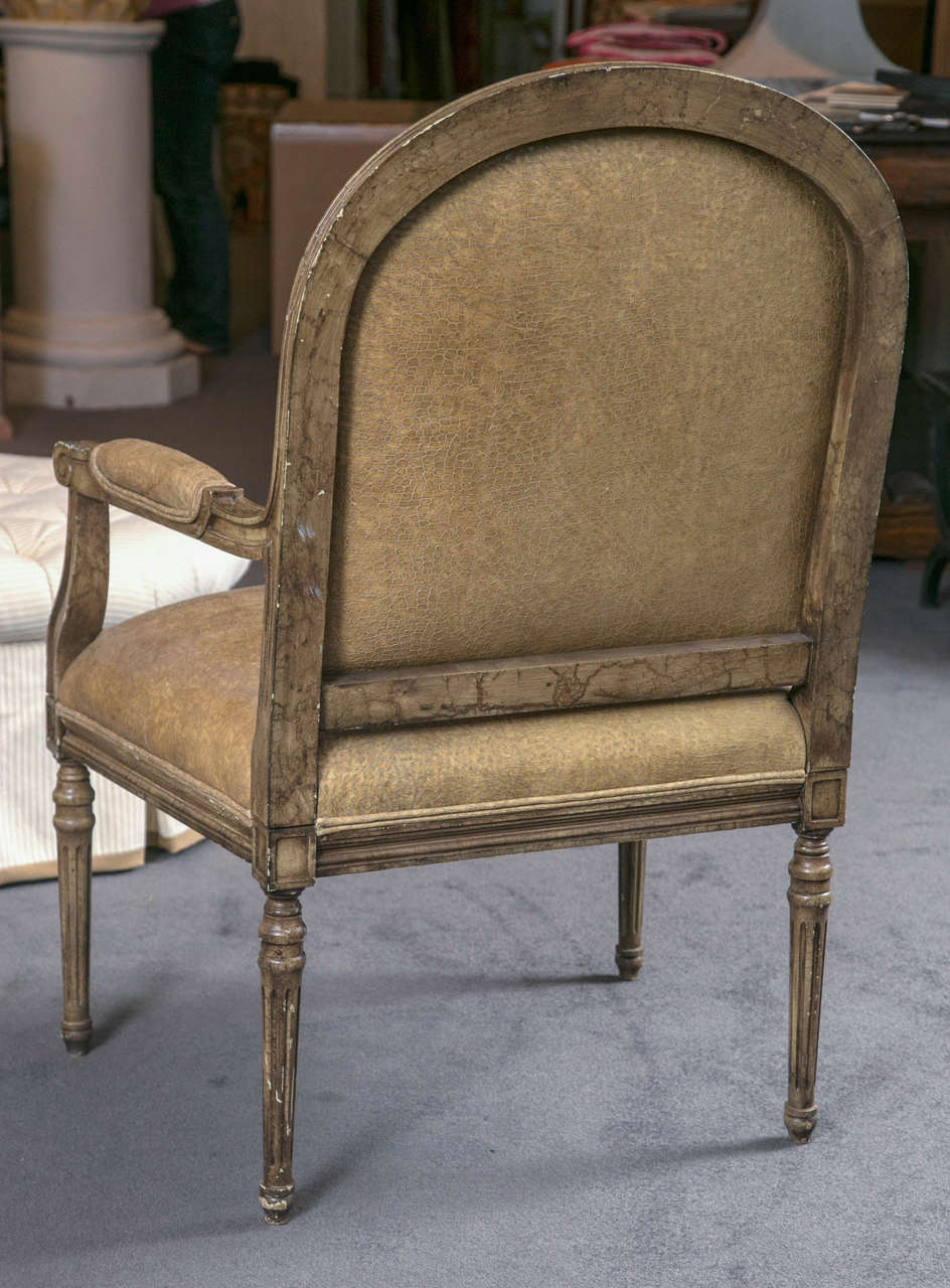Italian Open Armchairs with Ostrich Leather For Sale 4