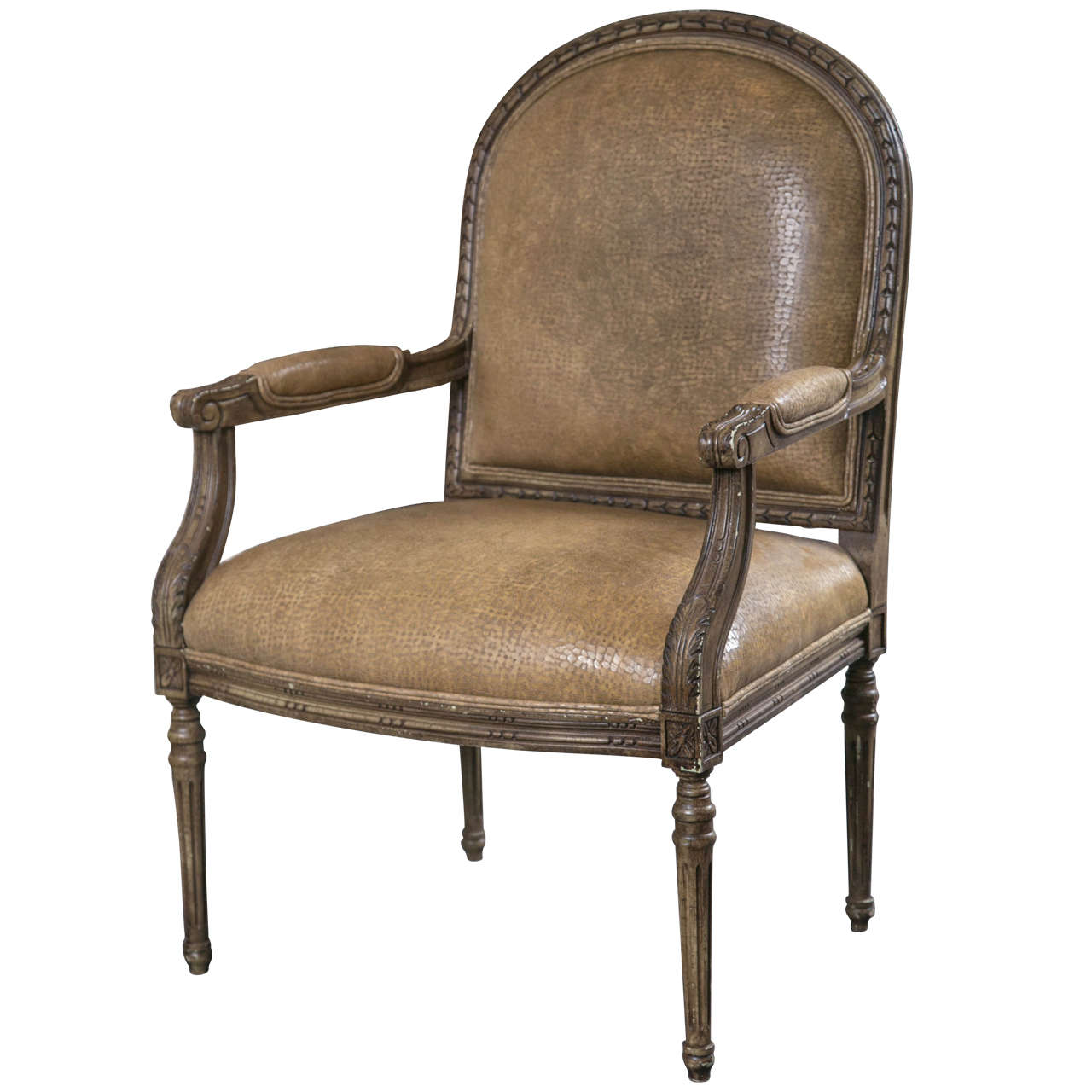 Italian Open Armchairs with Ostrich Leather For Sale