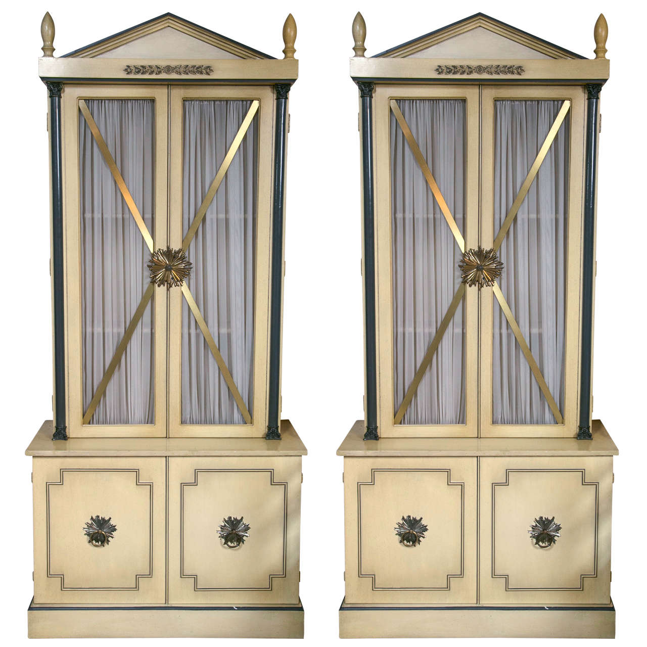 Pair of Hollywood Regency Neo-Classical Cabinets