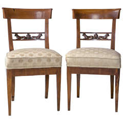 Pair of Egyptian Revival chairs with Dog back Splats