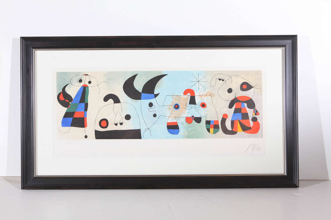 Signed and dated, color lithograph by 20th century master, Joan Miró. This piece was purchased directly from the artist in Paris in 1951 which is the year of the work's creation.