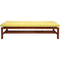 Vintage Tufted Yellow Leather Bench