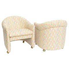 Pair of Ward Bennett Style Modern Tub Lounge Chairs on Castors 7