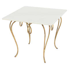 1950s Italian Gilt Iron Mingazzi Marble-Top Table