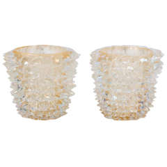 Pair of Large and Impressive “Rostrati” Glass Vases by Pino Signoretto