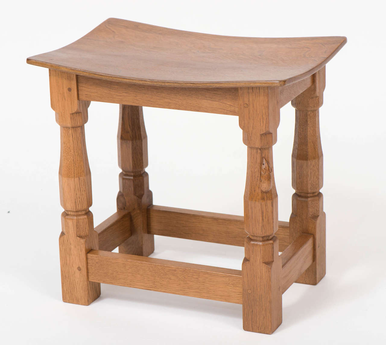 Robert Mouseman Thompson Oak Dish Top stool 3