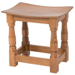 Robert Mouseman Thompson Oak Dish Top stool