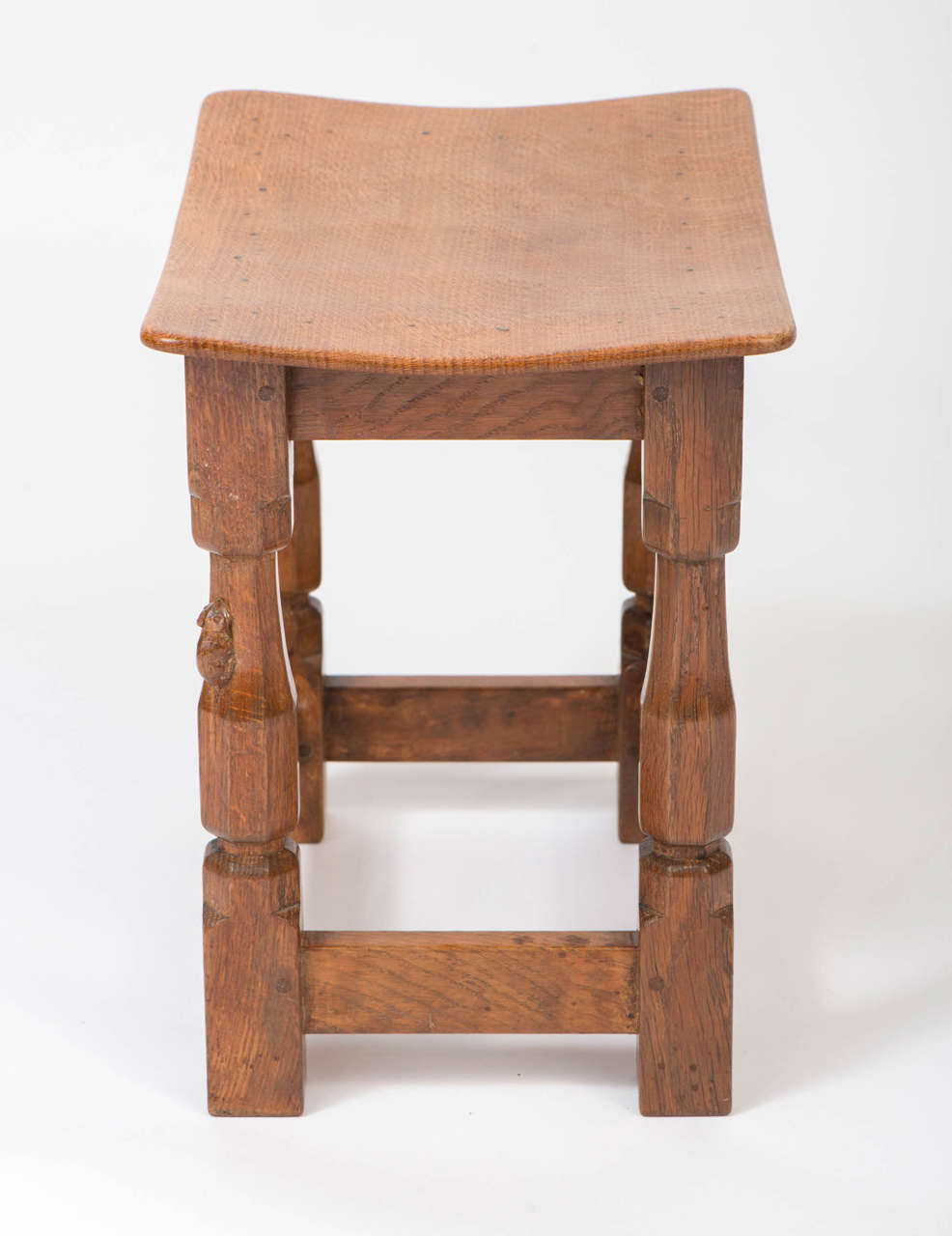 Robert Mouseman Thompson Oak Dish Top Stool