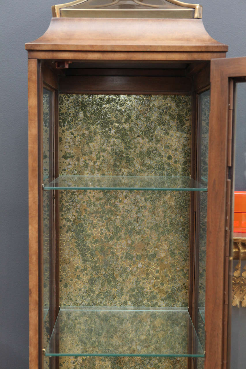 Antique Burled Wood Display Case with Pagoda Top For Sale 4