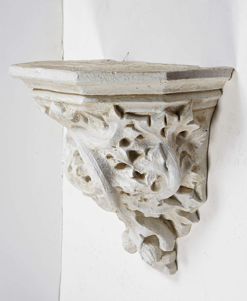 Rococo style cast wall console / bracket with carvings of oak leaves and acorns.