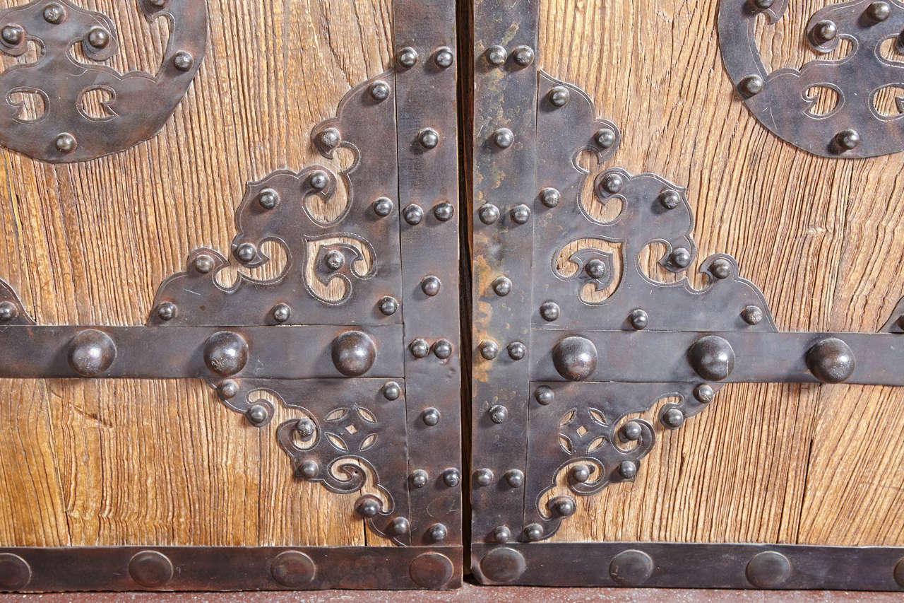 Iron Pair of Chinese Wood Doors