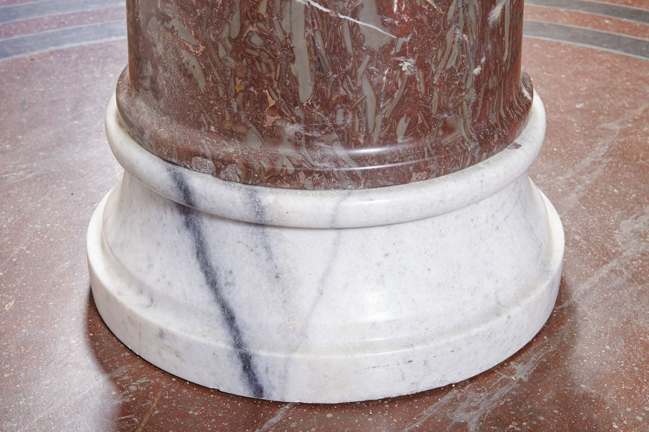 Hand-Carved Marble Column Pedestals on Marble Bases