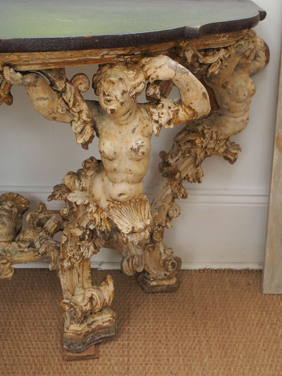 Wood Italian 18th Century Baroque Console Table