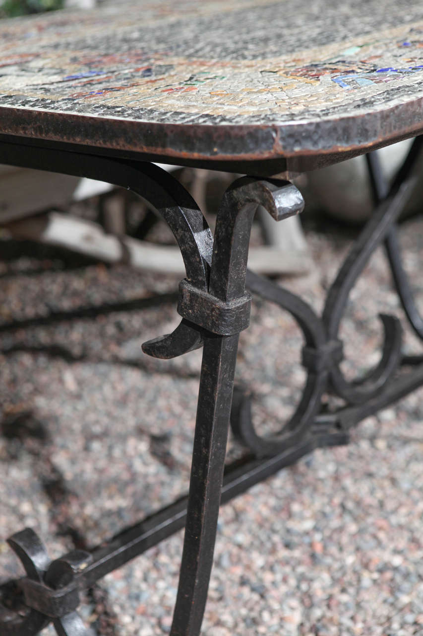 Early 20th Century Iron Table with Mosaic Stone Top from England  3