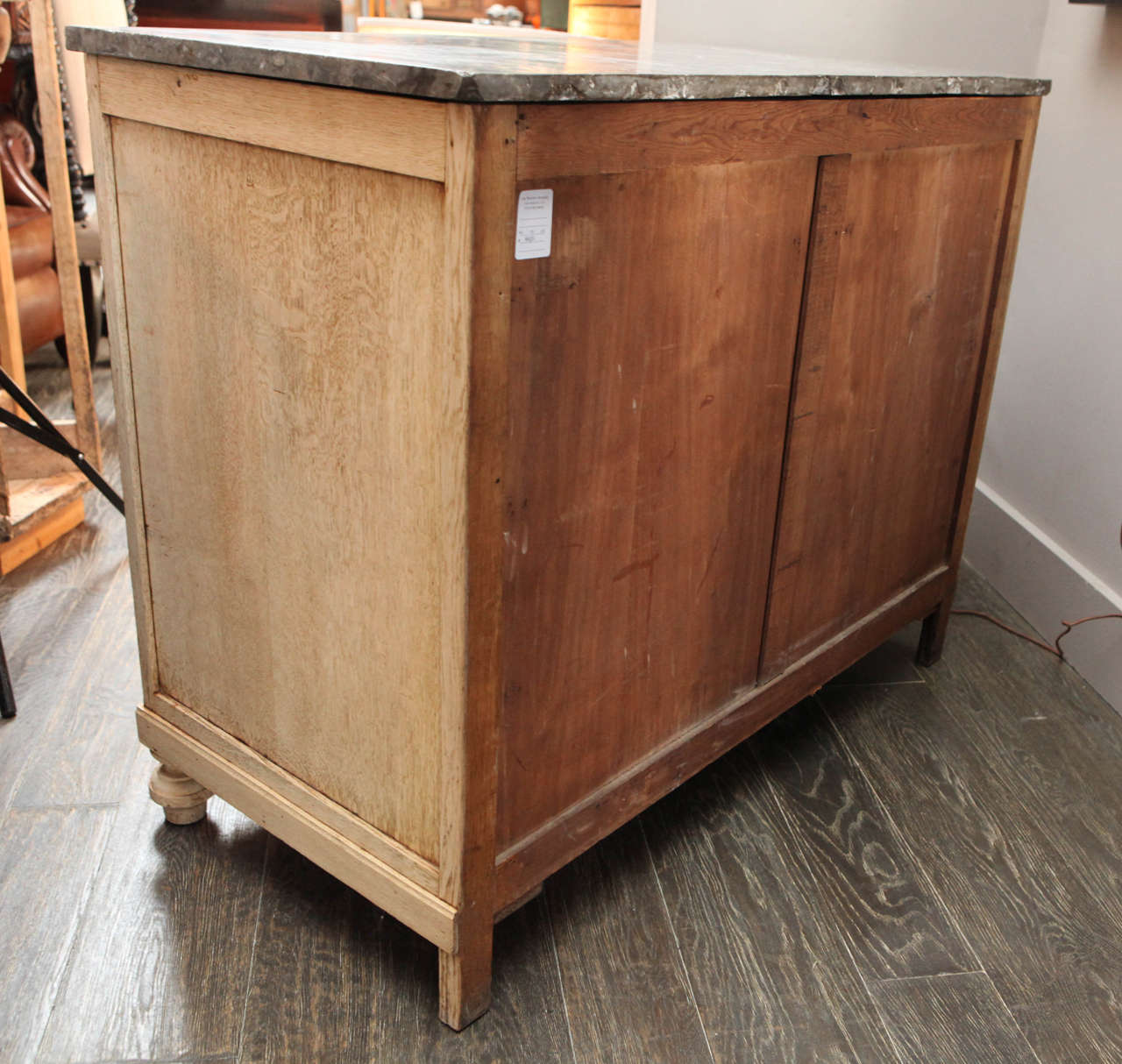Bleached Oak Chest of Drawers with Grey Marble Top, circa 1900 3