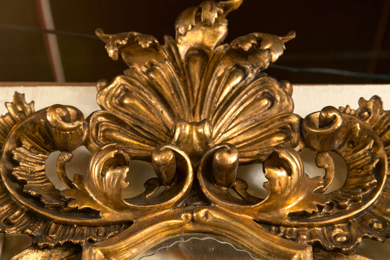 Pair of Giltwood Italian 19th Century Girandole Mirrors For Sale 5