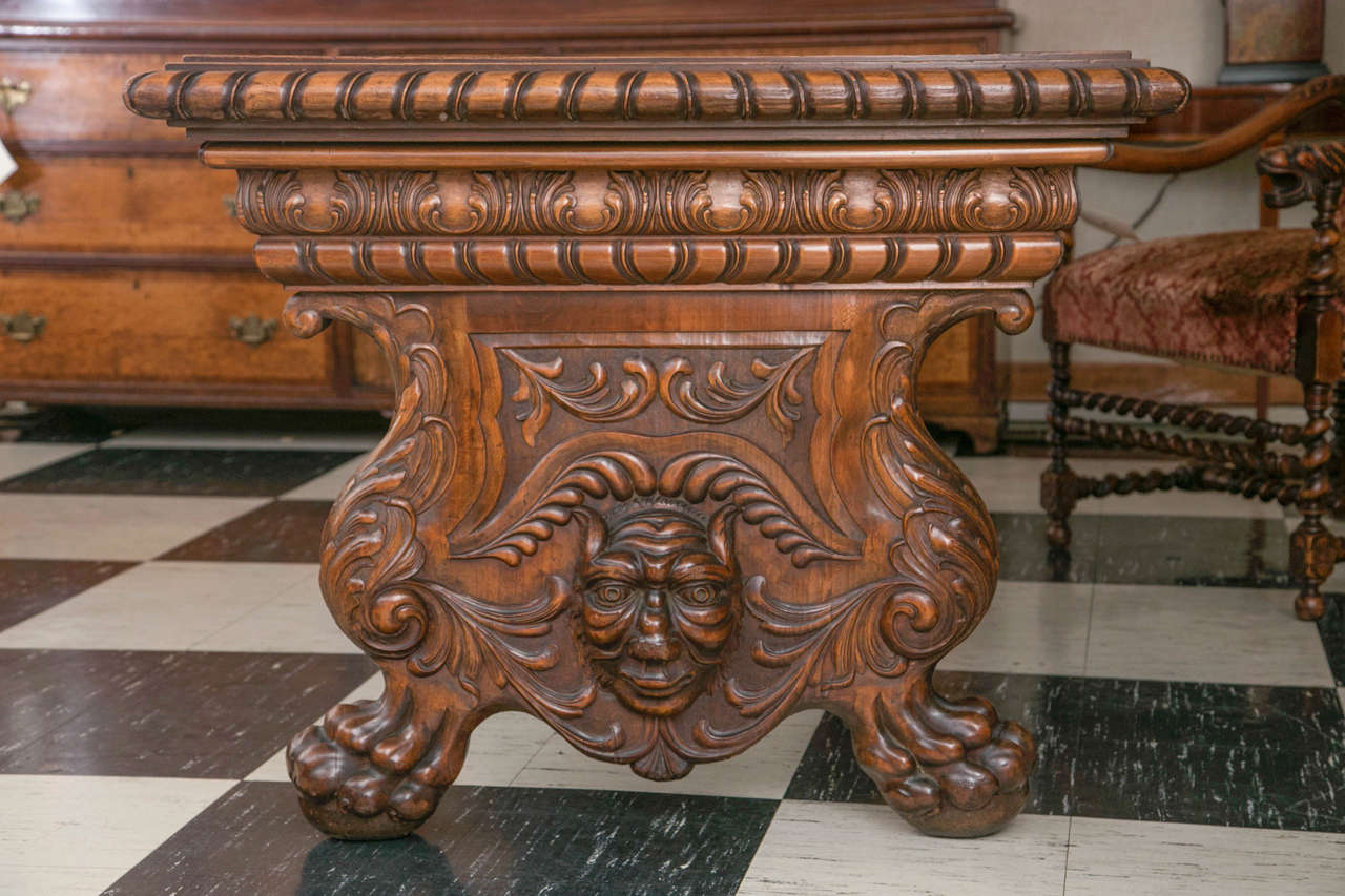One-of-a-Kind Austro-Hungarian Carved Walnut Library / Writing Table 2