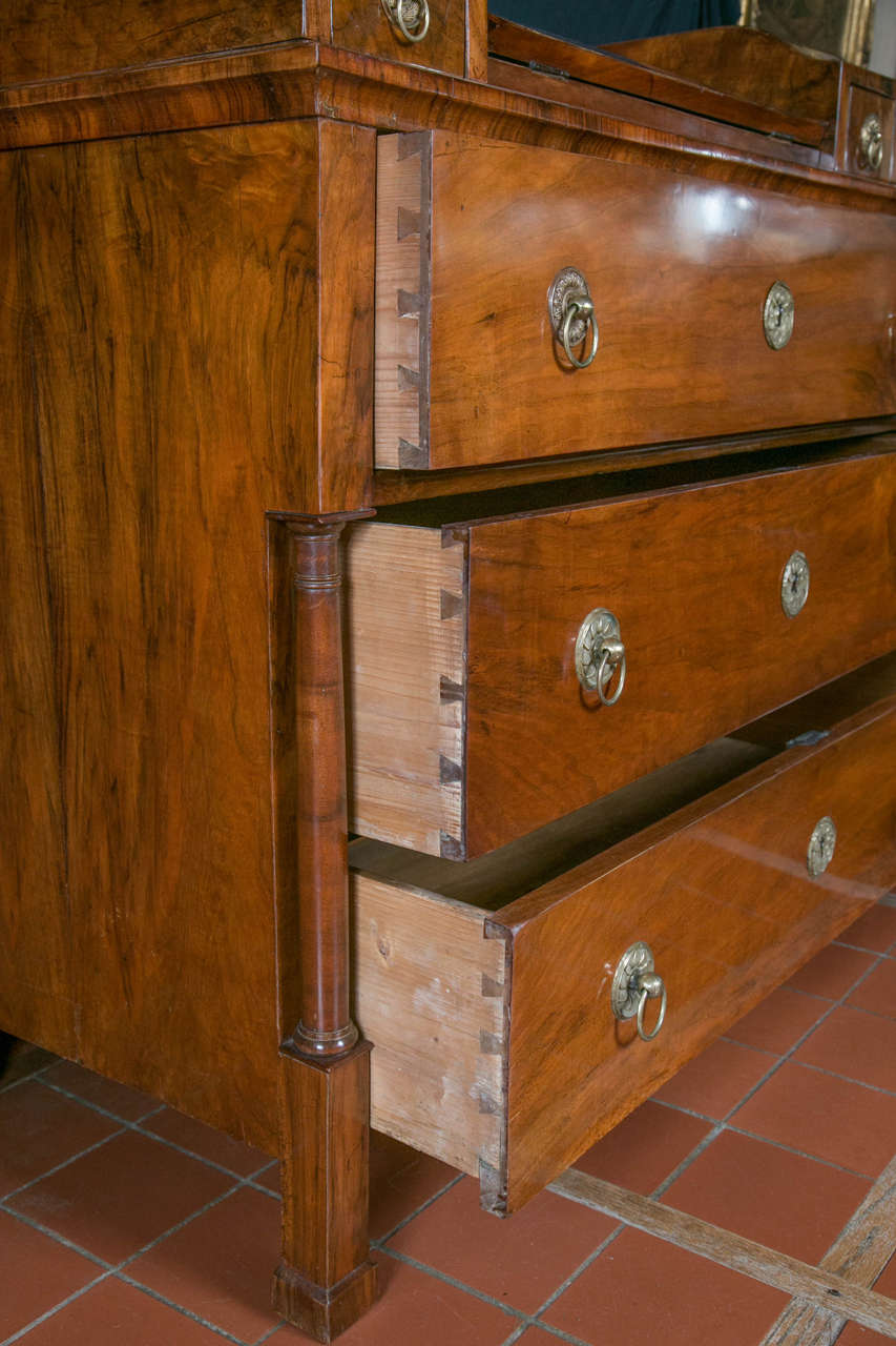 19th Century Austro-Hungarian Chest of Drawers in Walnut Root Veneer For Sale