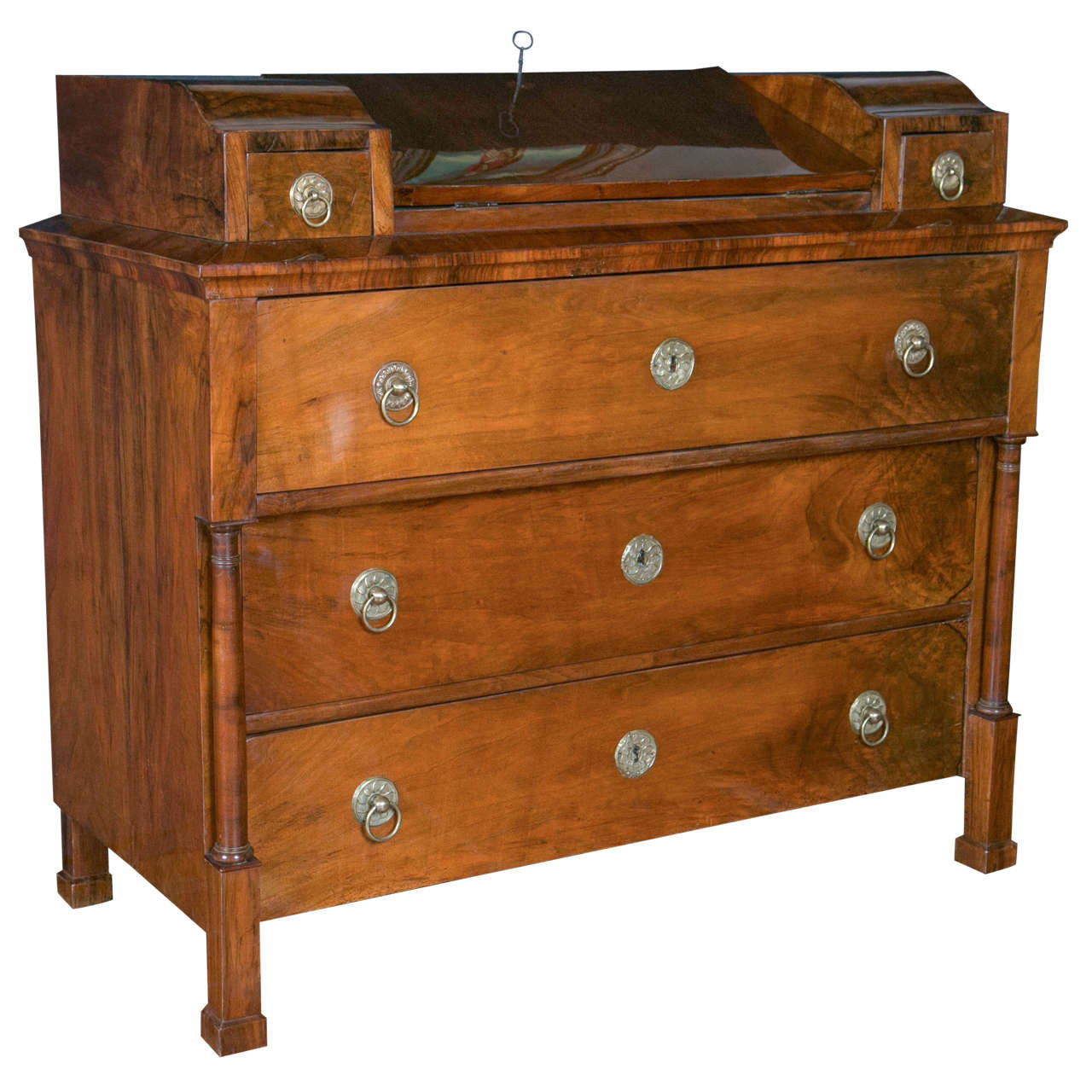 Austro-Hungarian Chest of Drawers in Walnut Root Veneer