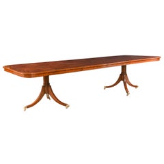 Custom English Mahogany Double Pedestal Dining Table