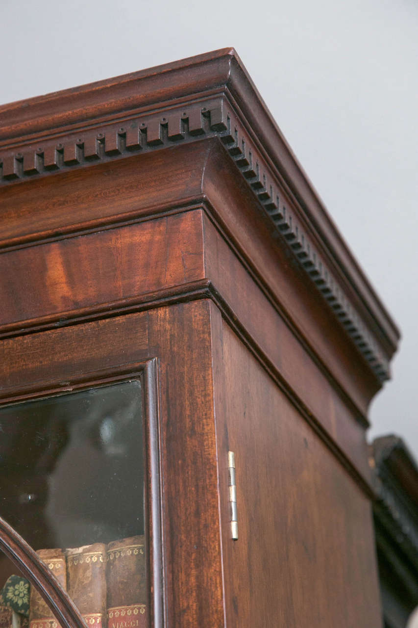 English Mahogany Secretary Glazed Bookcase In Excellent Condition In Woodbury, CT