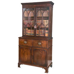 English Mahogany Secretary Glazed Bookcase 11