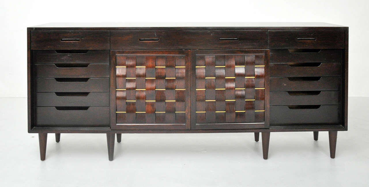 Mid-20th Century Dunbar Woven Front Credenza by Edward Wormley