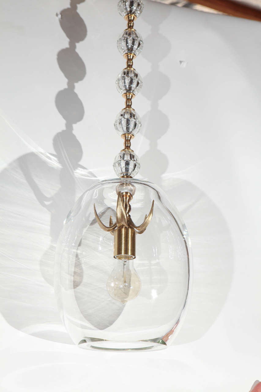 Modern Restored Hand-Cast Glass Pendant For Sale