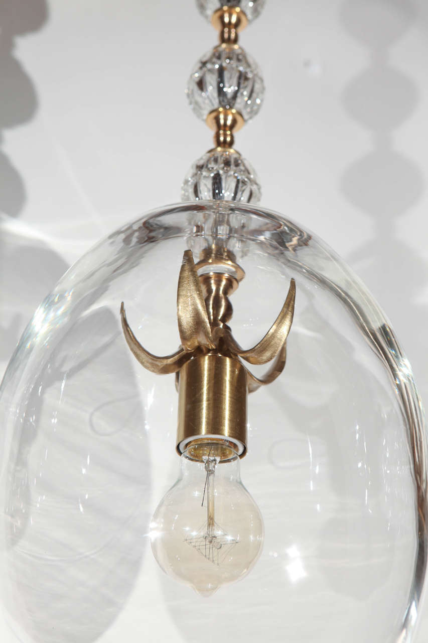 American Restored Hand-Cast Glass Pendant For Sale