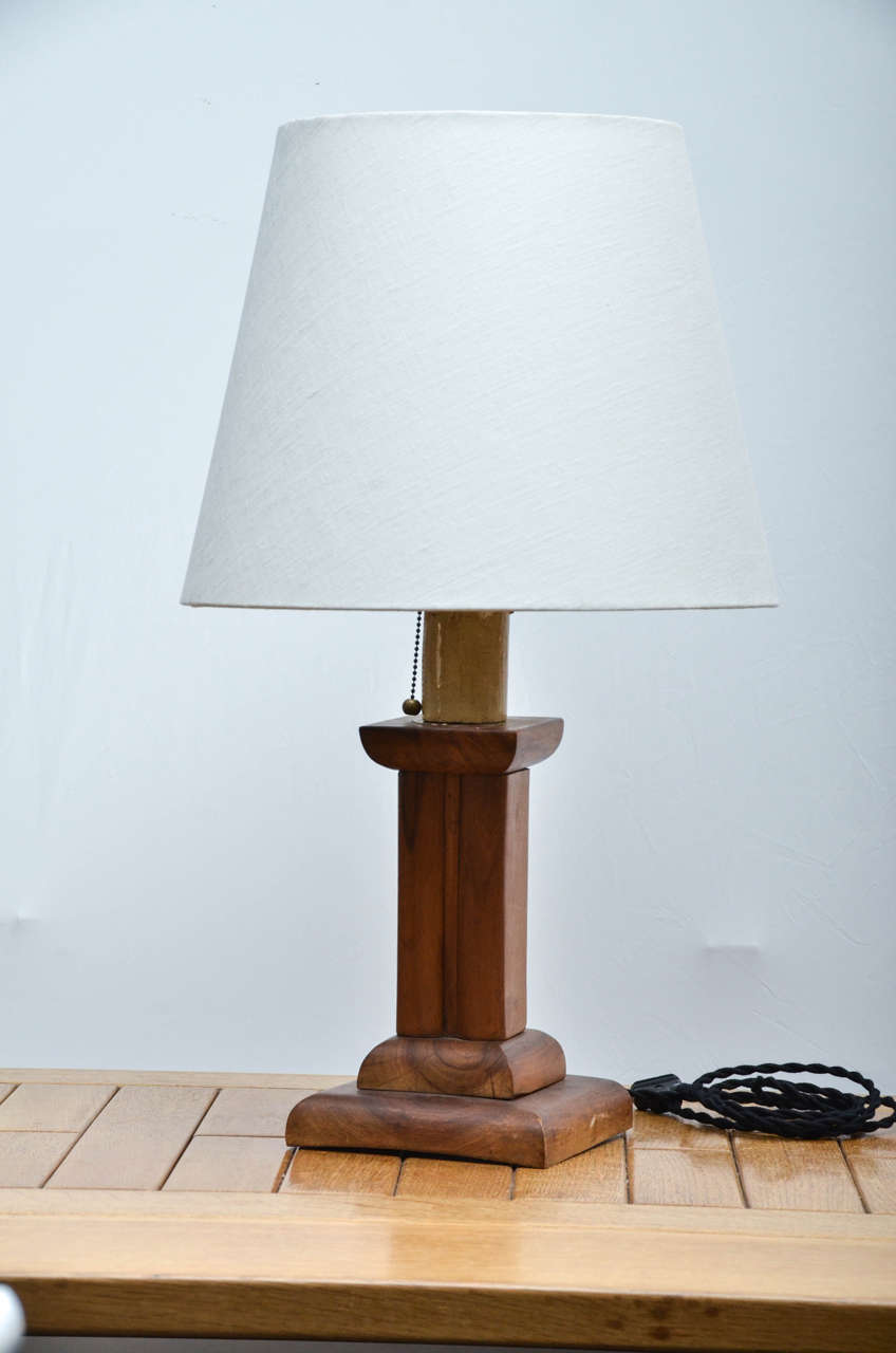 Wooden Candlestick Lamp with Handle at 1stDibs