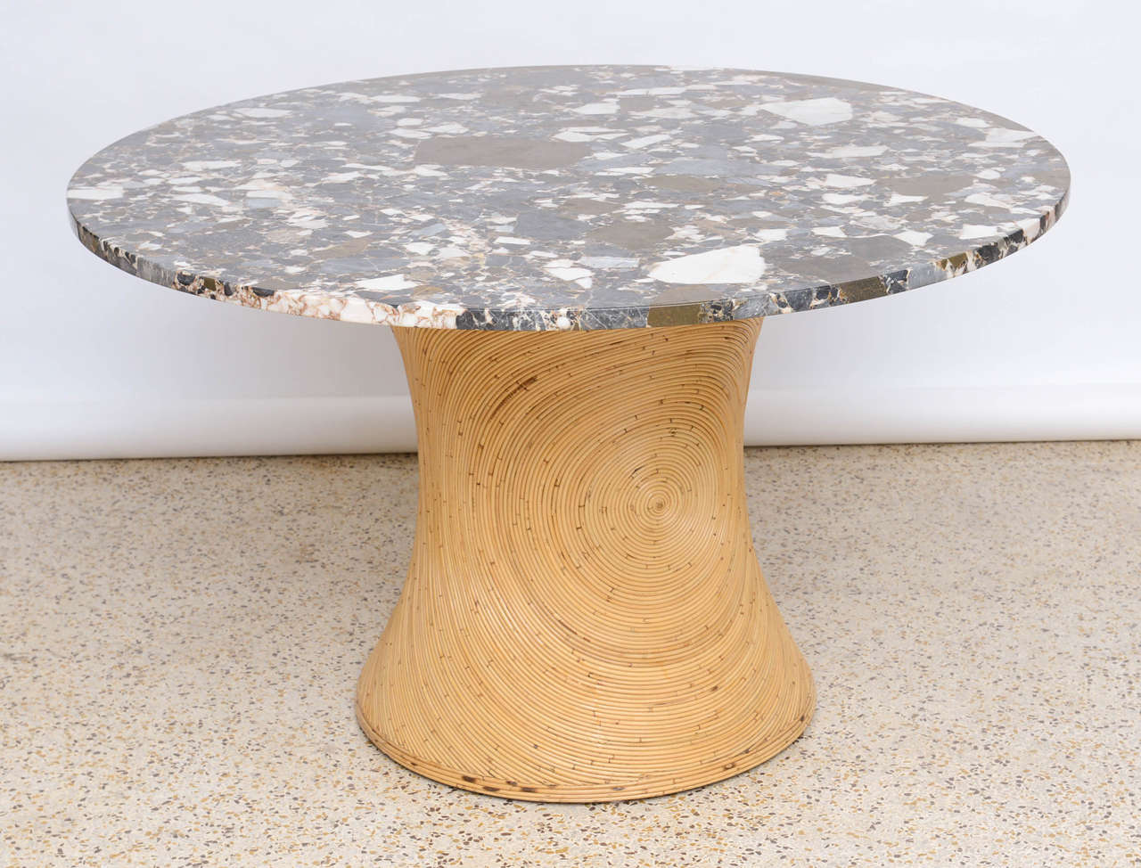 Split Reed Center Table with Marble Top