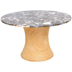 Split Reed Center Table with Marble Top