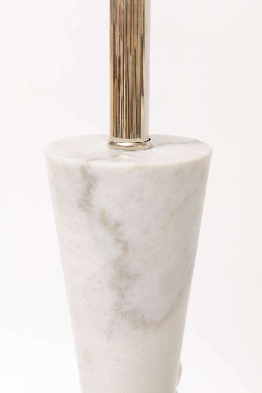 Mid-Century Modern Tall Carrera Marble Table Lamps
