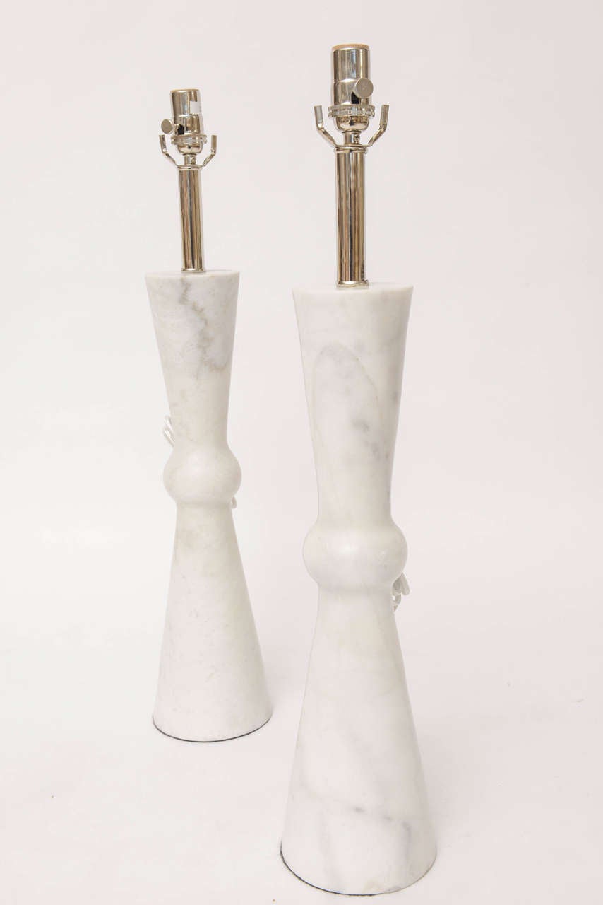 Nickel Tall Carrera Marble Table Lamps
