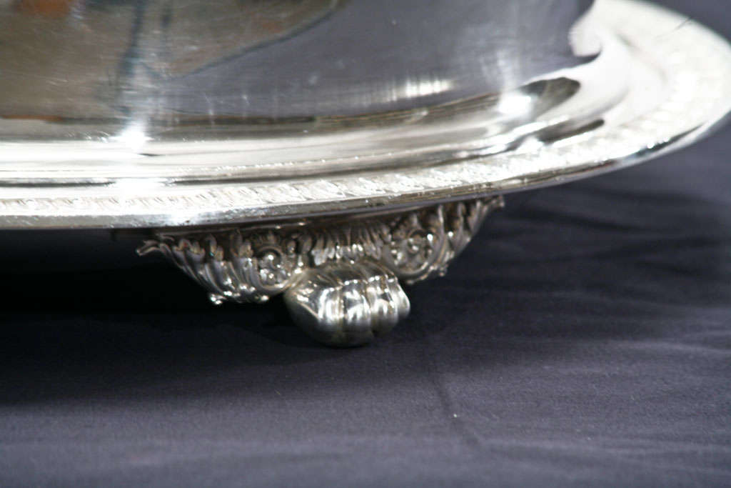 American Tiffany Silver-Soldered Huge Covered Well & Tree Platter