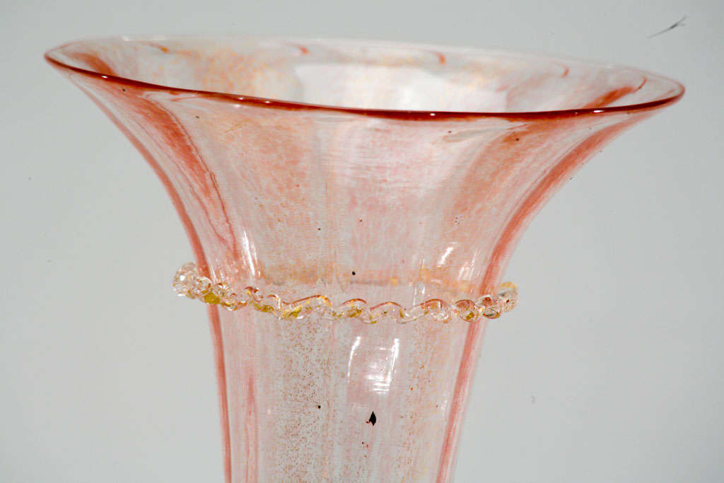Pair of Salviati Venetian Hand Blown Vases-Swan Connectors For Sale 1