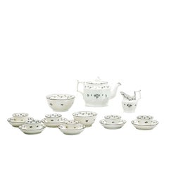 18th Century Pearlware Tea Set with Swan Finial