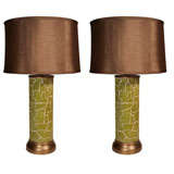 A Pair Of Mid Century Modern Bold Crackel  lamps