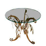 Tole table with weeping willow leaves