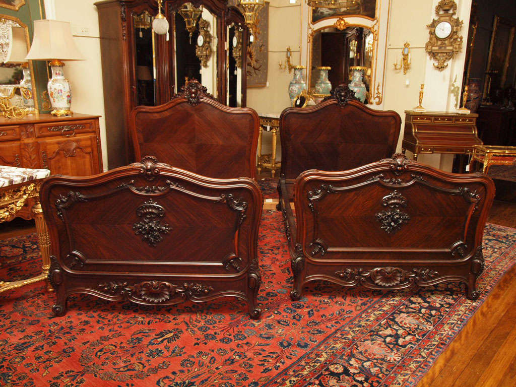 Pair of Antique French Rosewood Beds
