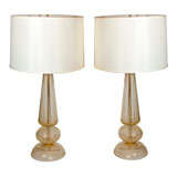 chic pair of Murano gold blown lamps
