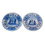 pair  of Delft blue on white plates