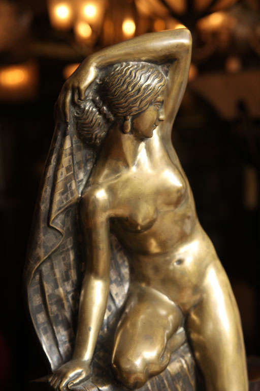 Art Deco Figural Lamp by Fanny Rozet In Good Condition In Bridgewater, CT