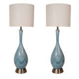 Pair of Robin's Egg Blue Ceramic Lamps