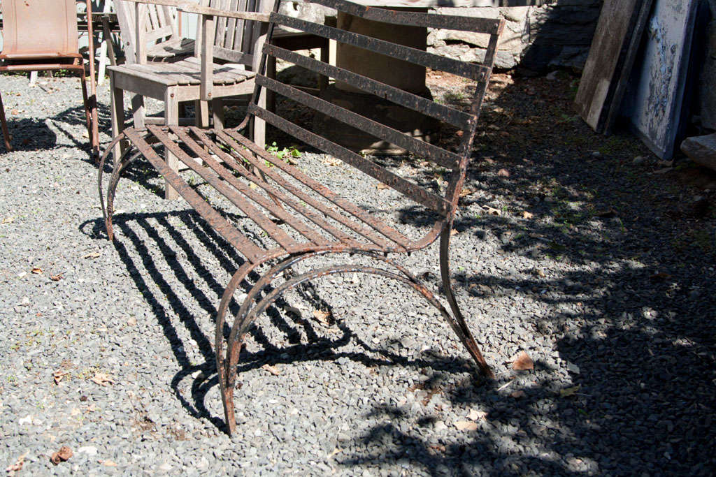 Hand-Crafted Art Deco Wrought Iron Bench