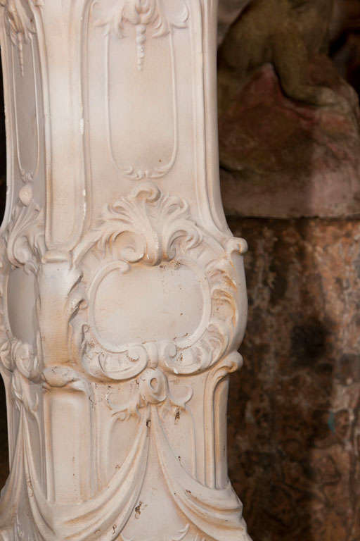 Cast Elegant French Rococo Plaster Pedestal For Sale