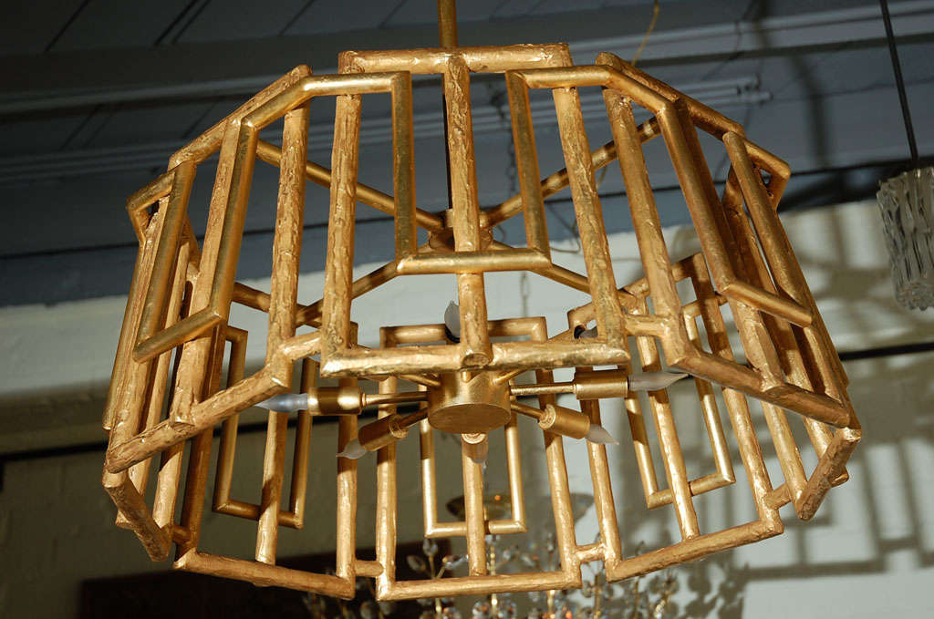 Paul Marra Trellis Chandelier in Gold Leaf For Sale at 1stDibs