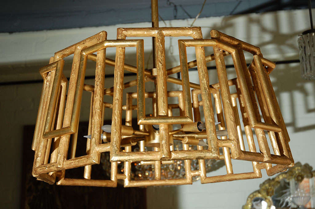 Paul Marra Trellis Chandelier in Gold Leaf For Sale at 1stDibs
